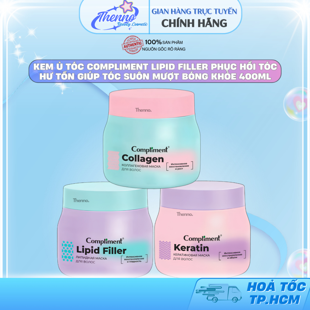 Kem Ủ Tóc Compliment Lipid Filler Hỗ Trợ Phục Hồi Tóc Hư Tổn Giúp Tóc Suôn Mượt Bóng Khỏe 400ml