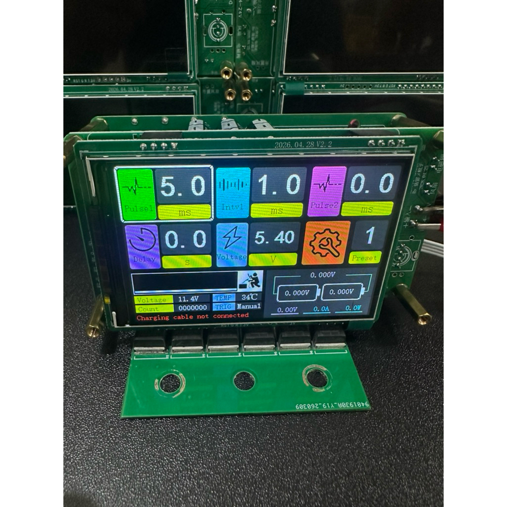 mạch timer hàn cell siêu tụ xung kép sạc 20a hỗ trợ cân bằng và sạc phiên bản tiếng anh