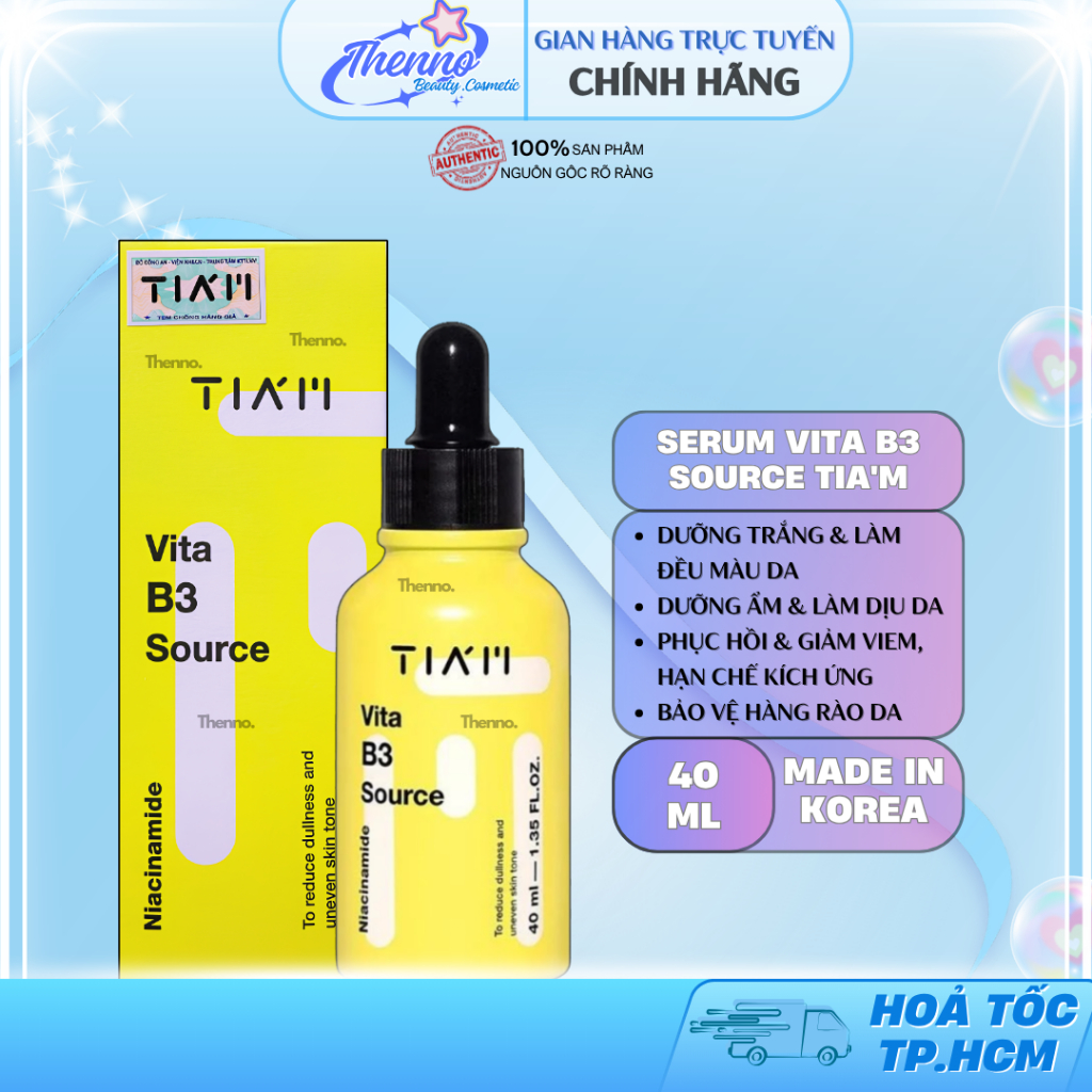 Tinh Chất Serum Dưỡng Sáng Tia'm Niacinamide 10% Dưỡng Ẩm, Trắng Da, Kiểm Soát Dầu Tia'm Vita Serum 