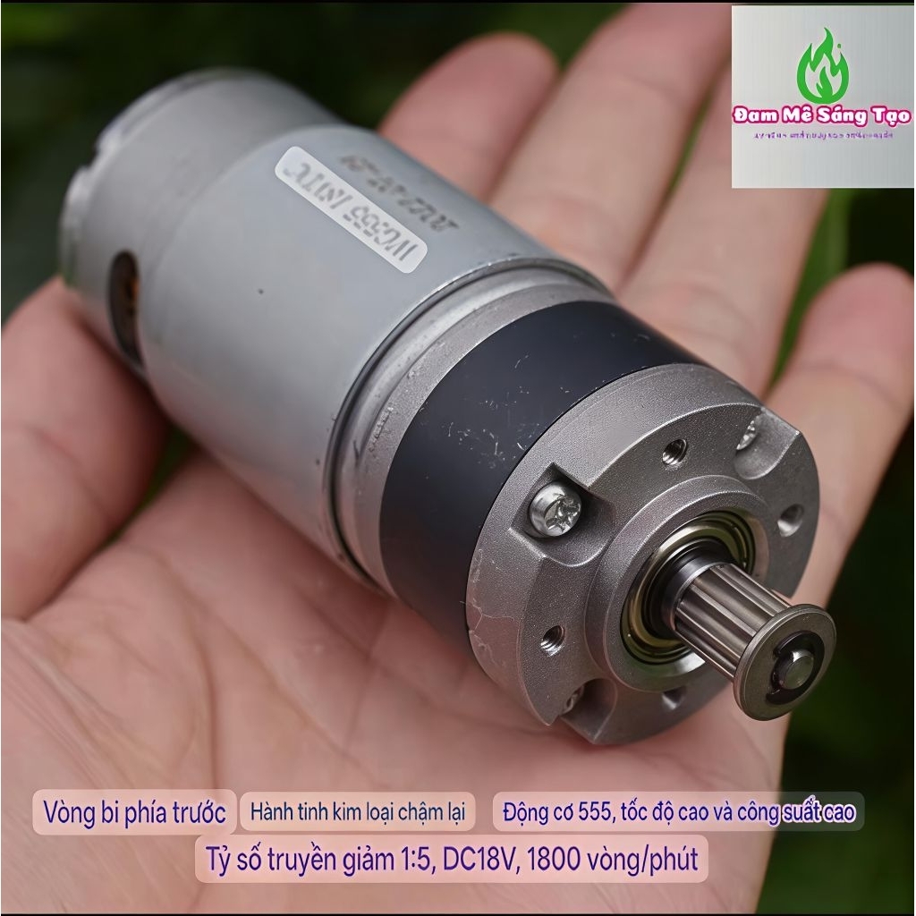 Motor Động cơ giảm tốc 555 12v 1190 RPM 24v 2240 RPM, Răng kim Loại, Trục D4mm