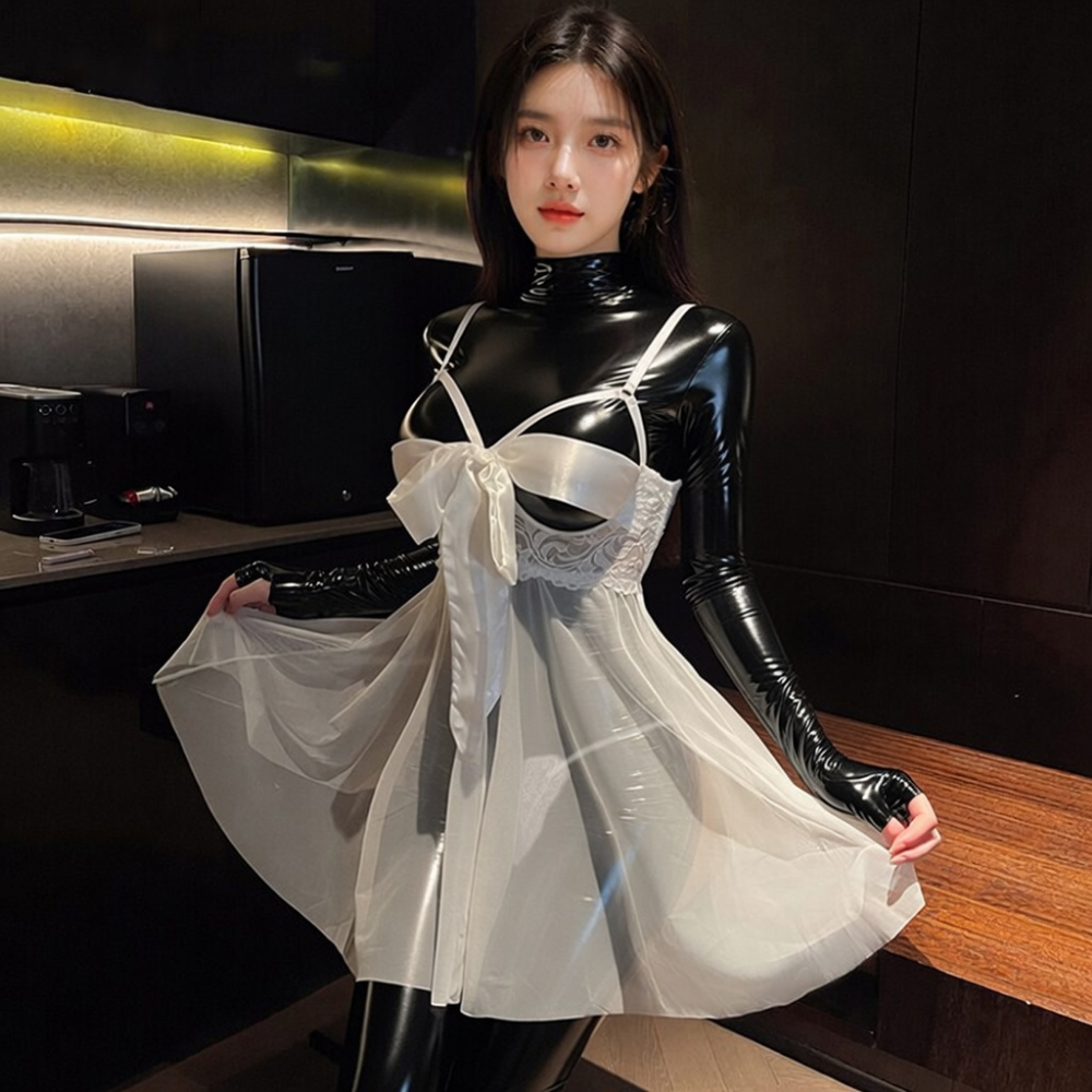 CLAUDIA DN05 [ CÓ CHE TÊN SP ] Bộ ngủ ren 3 màu có nơ ngang ngực