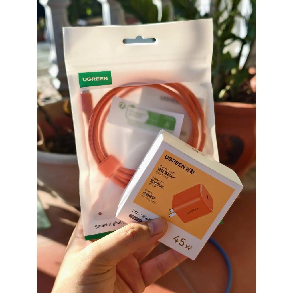 Bộ sạc UGREEN Mini GaN 45W 1 USB C Nexode kèm dây C to C 100W