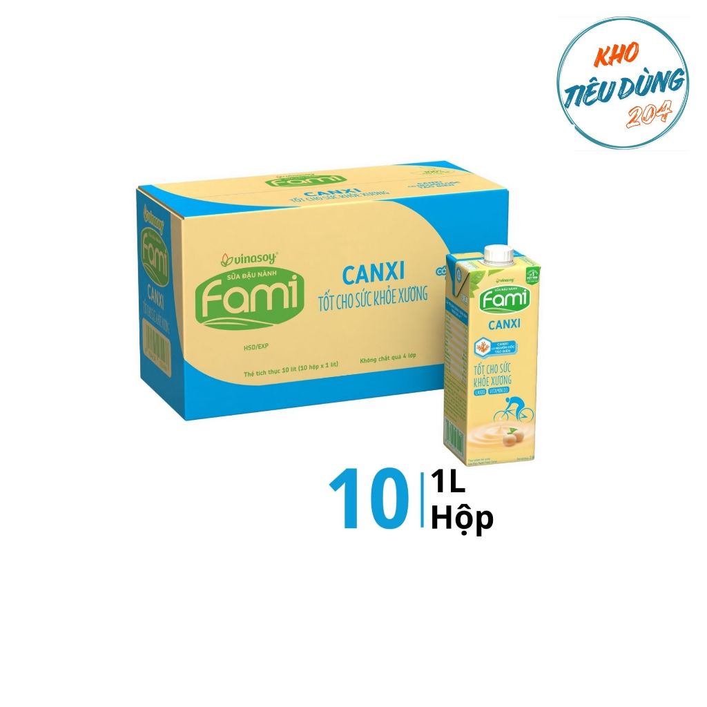 [1 Thùng] Sữa Fami Canxi HỘP 1L 10 HỘP (Xanh dương)