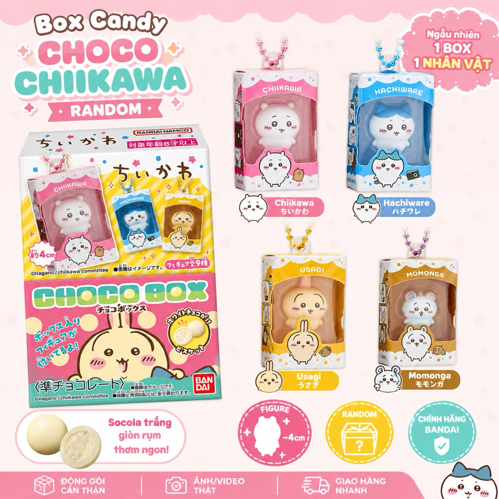[NGẪU NHIÊN] Hộp bánh choco kèm móc khoá Chiikawa (CHÍNH HÃNG)