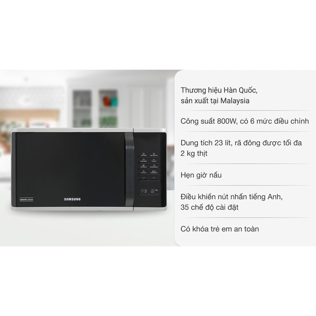 Lò vi sóng Samsung MS23K3513AS/SV-N 23 lít (xả kho giá rẻ, bảo hành chính hãng)