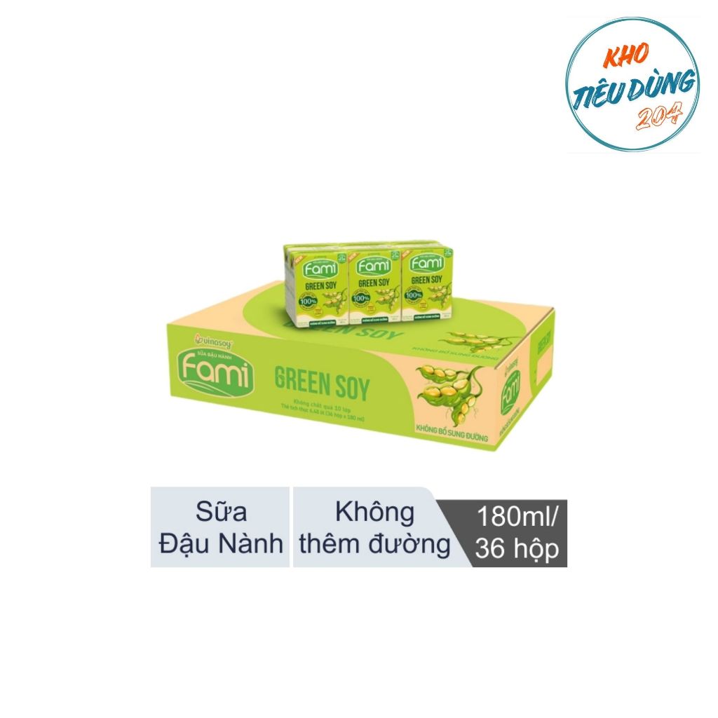 [1 Thùng] Sữa Fami Greensoy Không Đường 180ml (36 Hộp)
