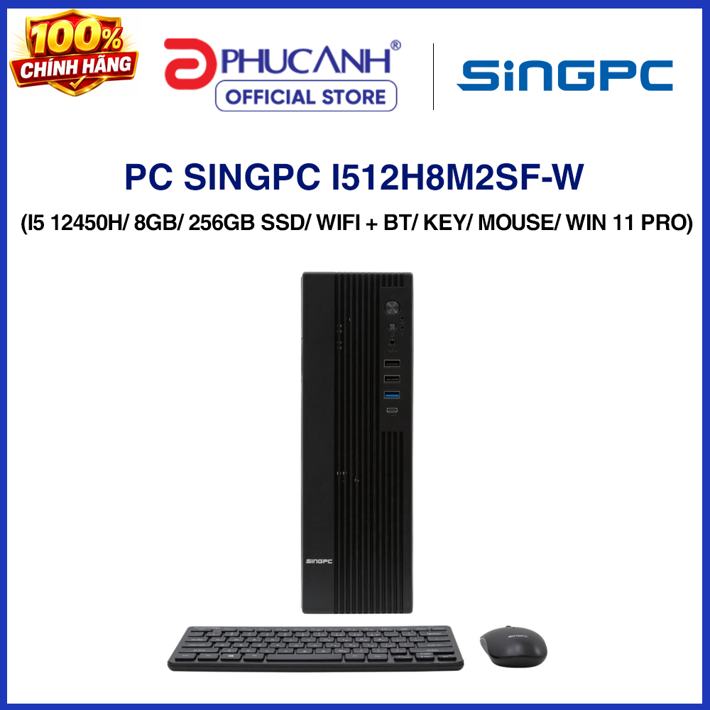 Máy tính để bàn SingPC i512H8M2SF-W (I5 12450H/ 8GB/ 256Gb SSD/ Wifi + BT/ Key/ Mouse/ Win 11 Pro)