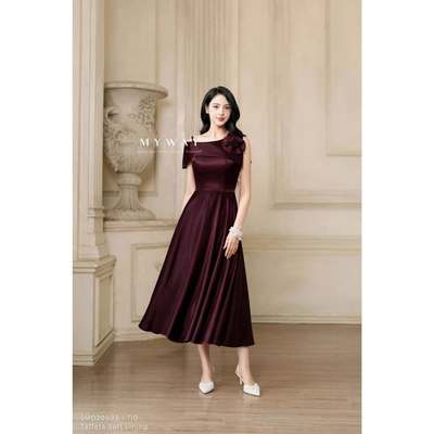 Đầm Dự Tiệc Dáng Xòe Nữ MY WAY Kết Hoa Trễ Vai Đẳng Cấp Sang Trọng 9MD20593