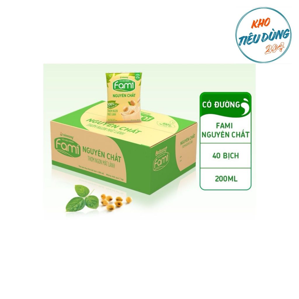 [1 Thùng] Sữa Fami Nguyên Chất Bịch 200Ml 40 Bịch