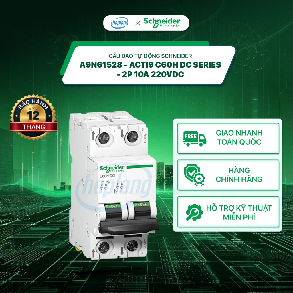 [Full] Cầu dao tự động A9N61528 Schneider - Acti9 C60H DC - 2P 10kA 220VDC - A9N61531 A9N61535