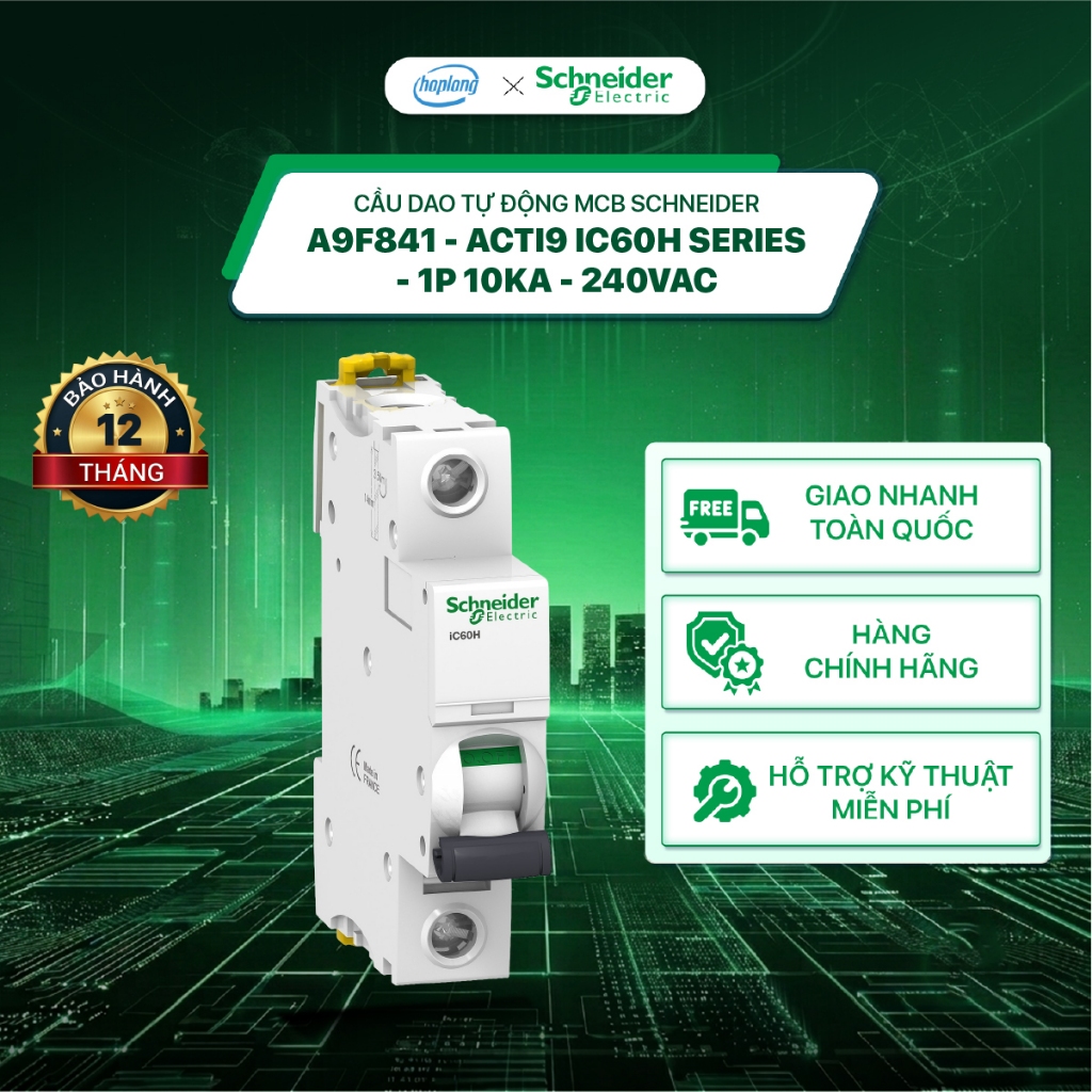 [Full] Cầu dao tự động MCB Schneider A9F841 - Acti9 iC60H Series - 1P 10kA - 240VAC