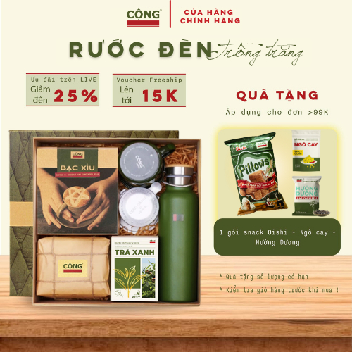 Set quà tặng 2026 Cộng Cà Phê kèm túi đựng - Bộ quà Tươi Vui