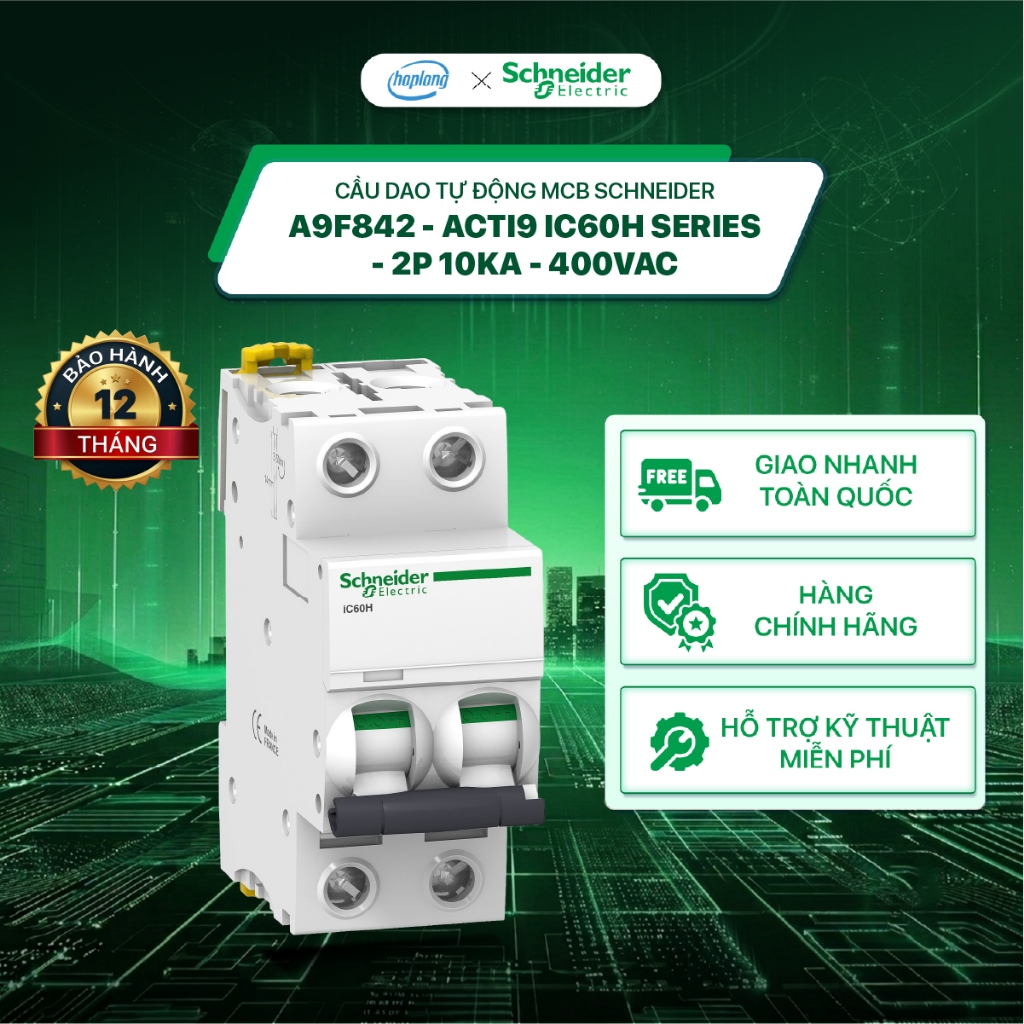 [Full] Cầu dao tự động MCB Schneider A9F842 - Acti9 iC60H Series - 2P 10kA - 400VAC