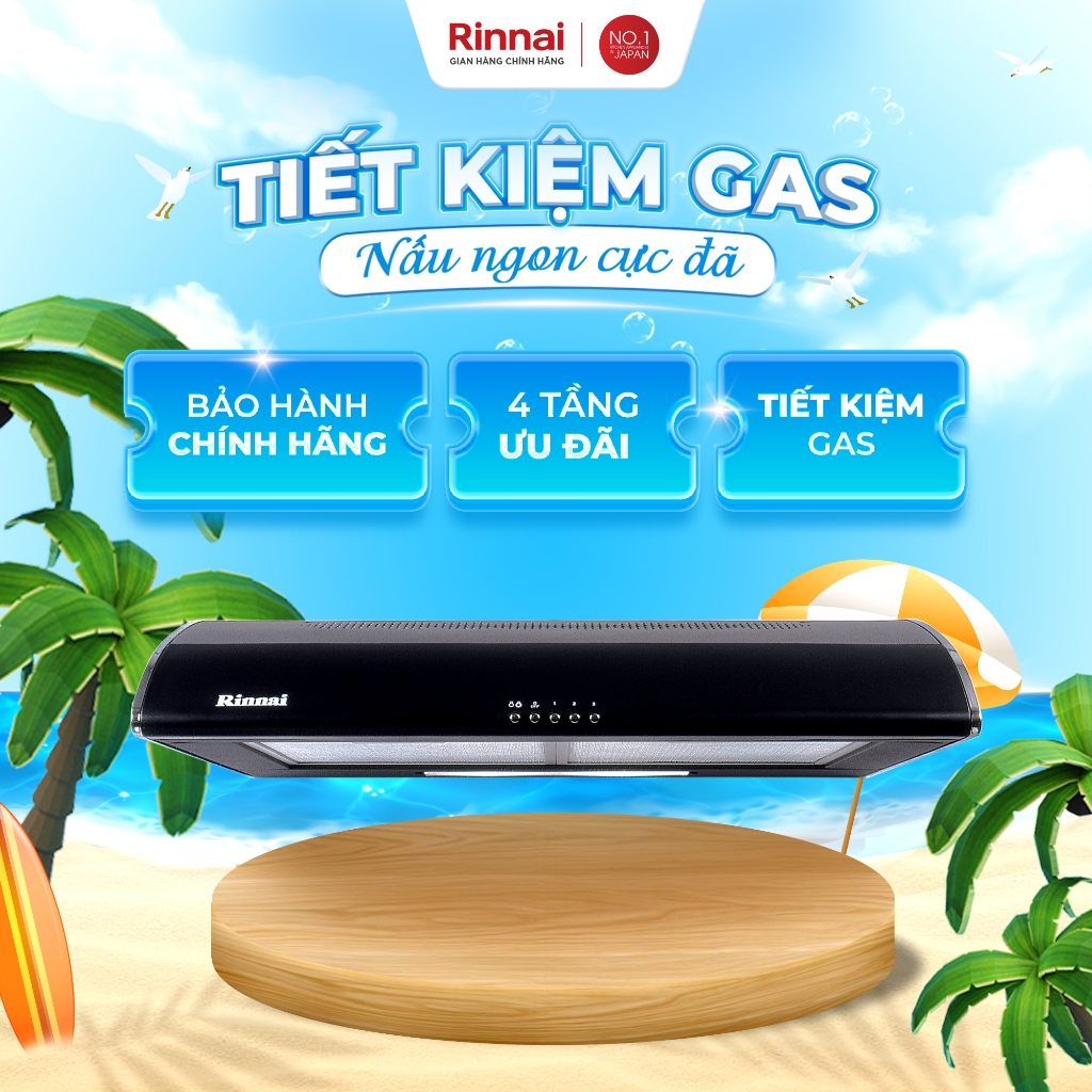 Máy hút mùi 70cm Rinnai RVH-7Slim(Hood-DG) than hoạt tính và ống thoát 380W