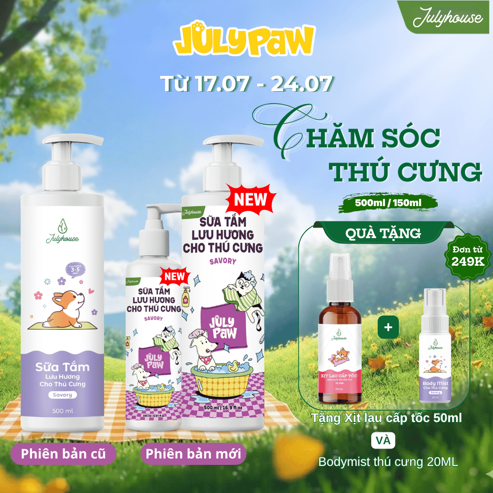 Sữa tắm cho chó mèo 150ml/500ml Julyhouse thơm mát khử mùi hôi