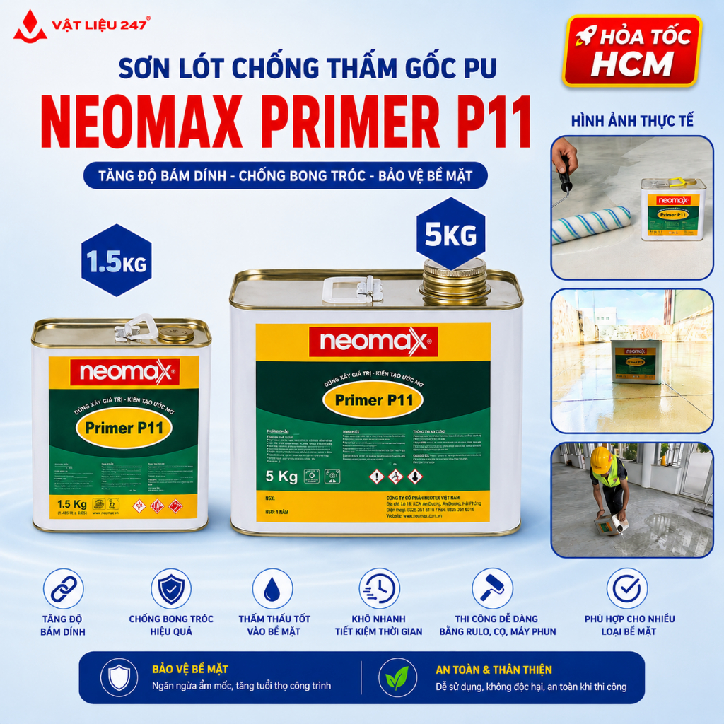 Sơn Lót Polyurethane - Primer Chống Thấm Cho Polyurethane, Epoxy, Polyurea | Neomax Primer P11