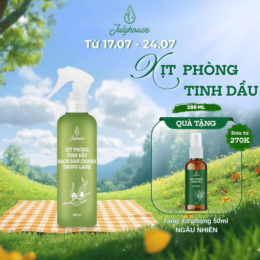 Bình xịt phòng tinh dầu Bạch Đàn Chanh 280ml JULYHOUSE khử mùi, hương thơm dịu nhẹ