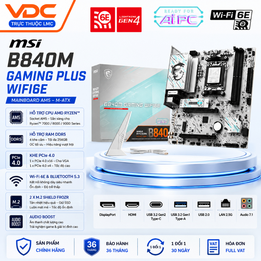 Mainboard MSI B840M GAMING PLUS WIFI6E ( AM5 )