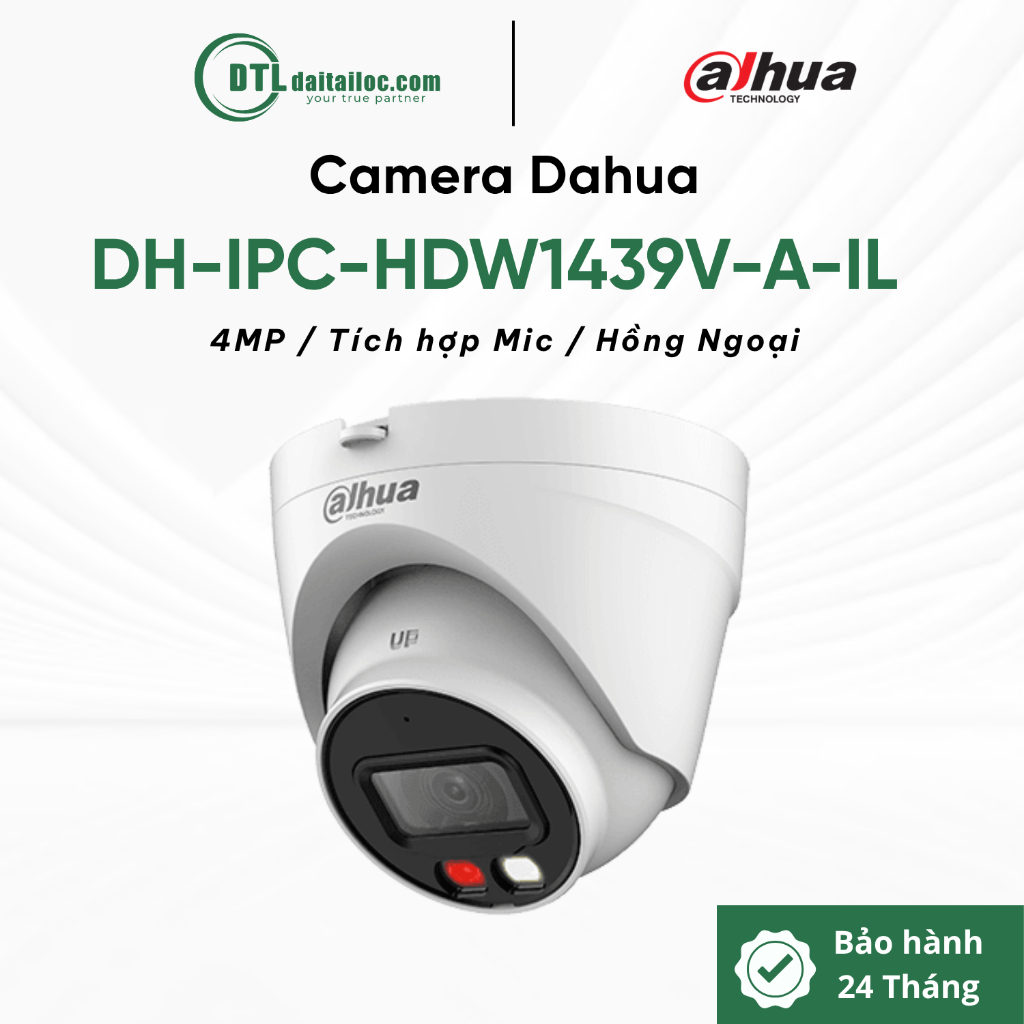 Camera DAHUA DH-IPC-HDW1439V-A-IL (4MP/IP/Hồng Ngoại/Mic/Chống Nước) | Chính Hãng | Bảo Hành 24 Thán