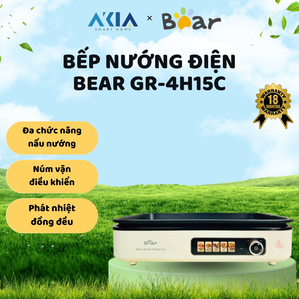 Bếp nướng điện Bear GR-4H15C - Nướng nhanh, ít khói, không lo ám mùi, hệ thống phát nhiệt đồng đều