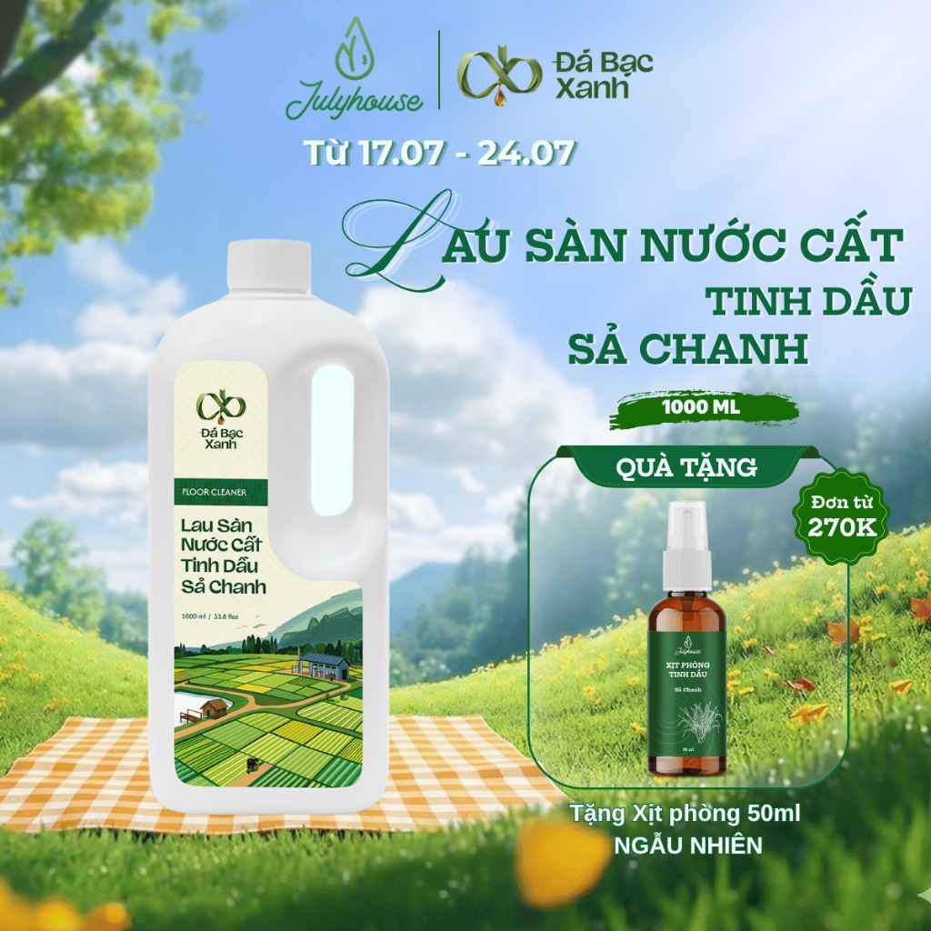 Nước lau sàn nước cất tinh dầu Sả chanh 1000ml Đá Bạc Xanh làm sạch nhà cửa, hương thơm dịu nhẹ, làn