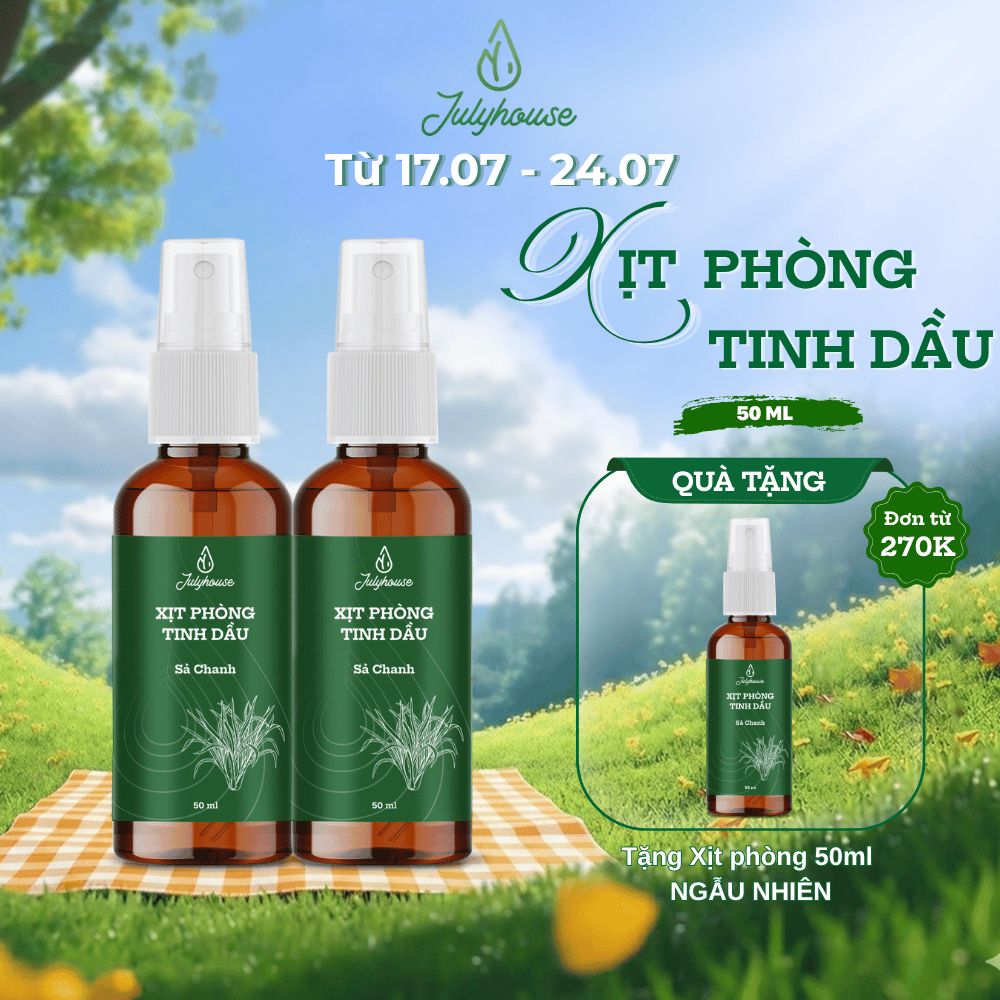 Bộ 2 bình xịt phòng tinh dầu sả chanh thơm như spa 50ml/chai JULYHOUSE