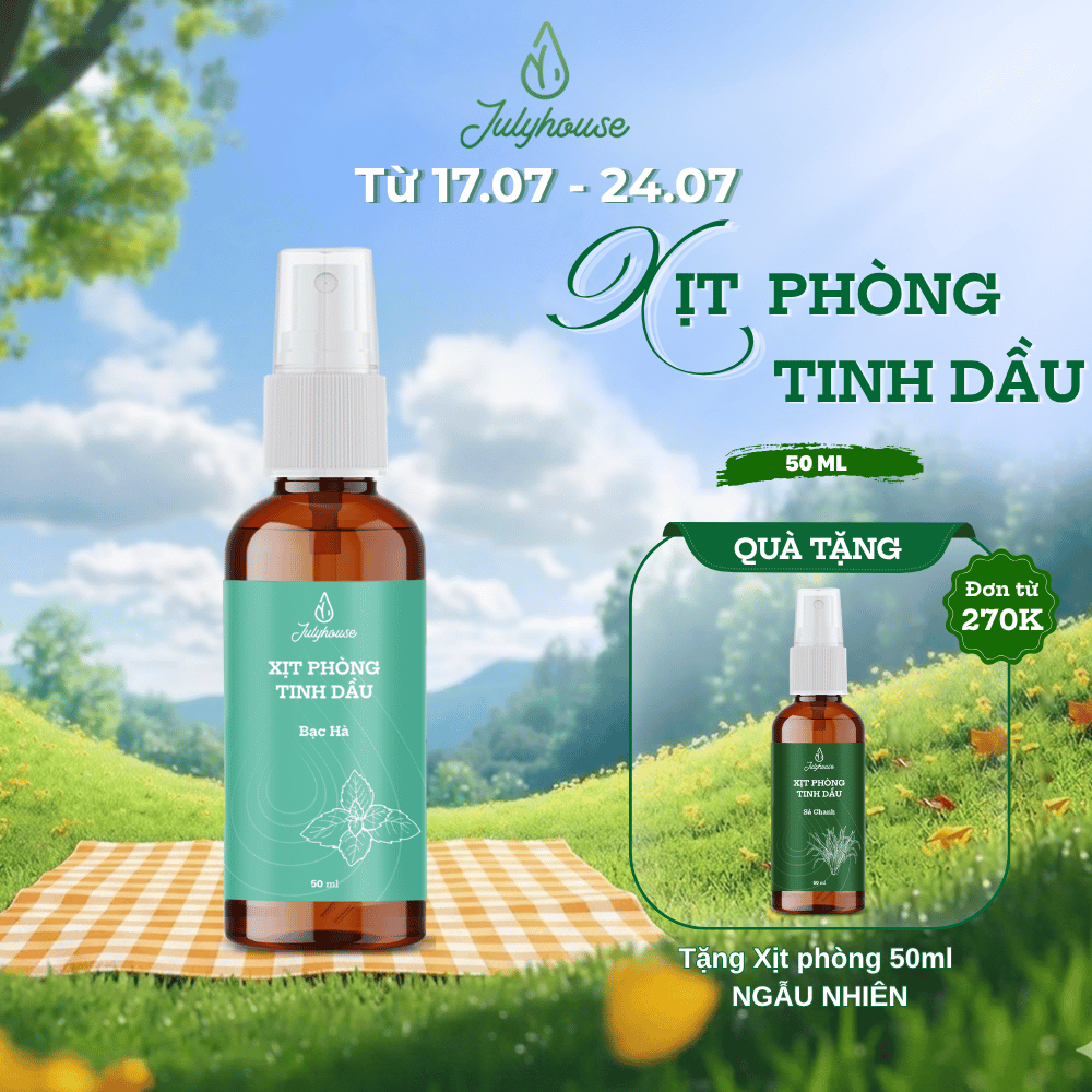 Bình xịt phòng tinh dầu bạc hà 50ml JULYHOUSE the mát sảng khoái