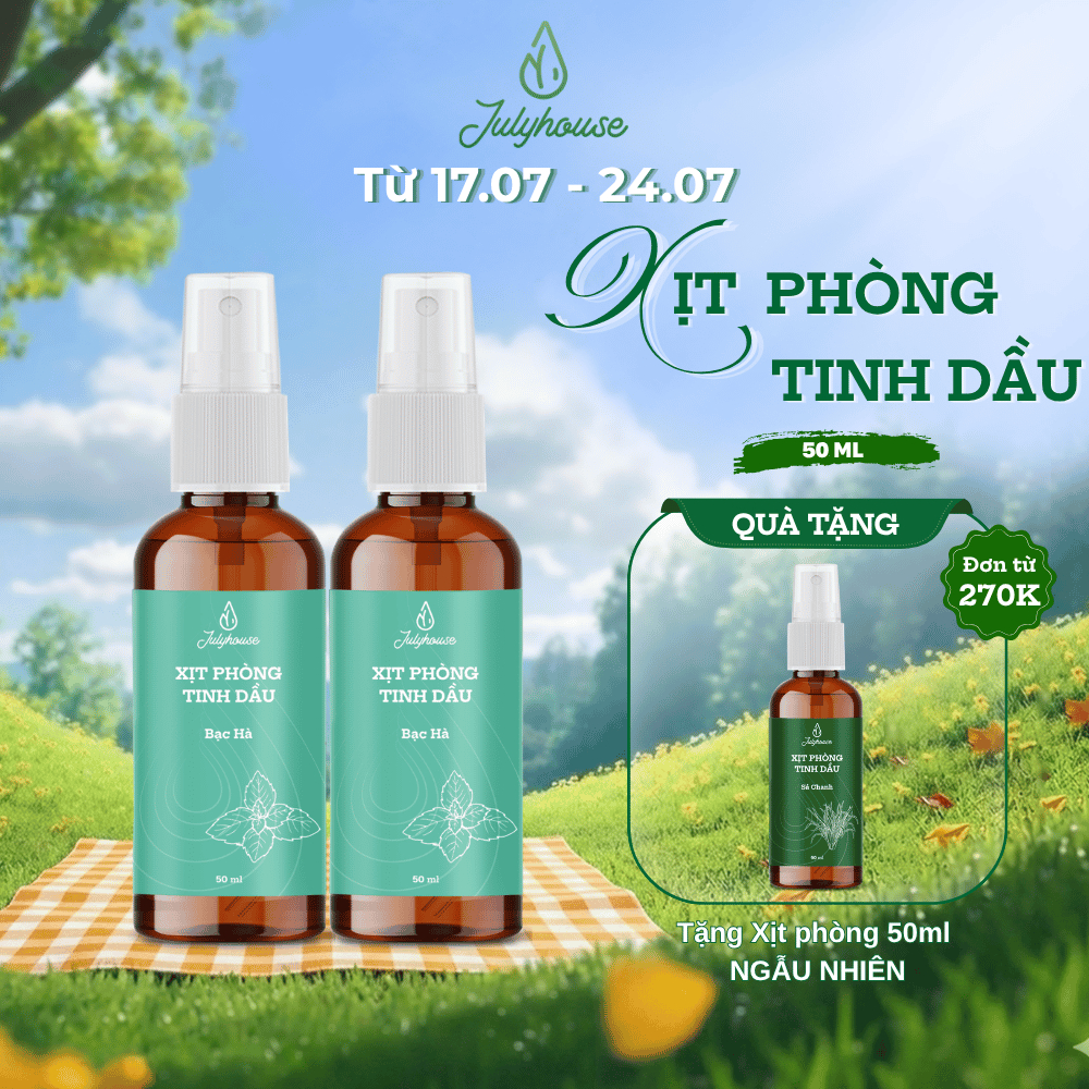 Combo 2 bình xịt phòng tinh dầu bạc hà 50ml/chai JULYHOUSE the mát