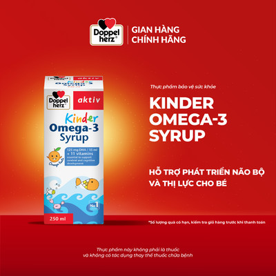 Siro omega 3 cho bé Doppelherz Kinder Omega-3 Syrup hỗ trợ phát triển não bộ và thị lực cho bé