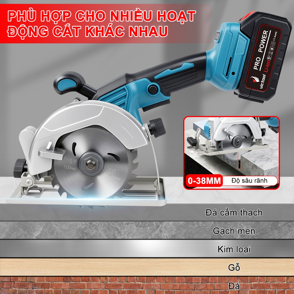 Máy cưa đĩa tròn Pin,Máy cưa đĩa cầm tay,Máy cắt gạch 1000W,Máy Cưa Đĩa,Động Cơ Không Chổi Than,Cắt 
