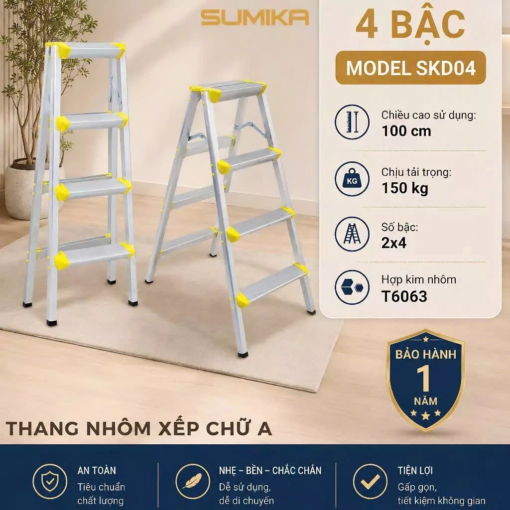 Thang nhôm dạng bậc ghế Sumika. Model: SKD-04