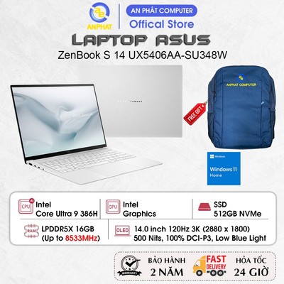 Laptop ASUS ZenBook S 14 UX5406AA-SU348W, Core Ultra 9 386H, 14.0 OLED 120Hz, 16GB RAM, 512GB SSD, Win11
