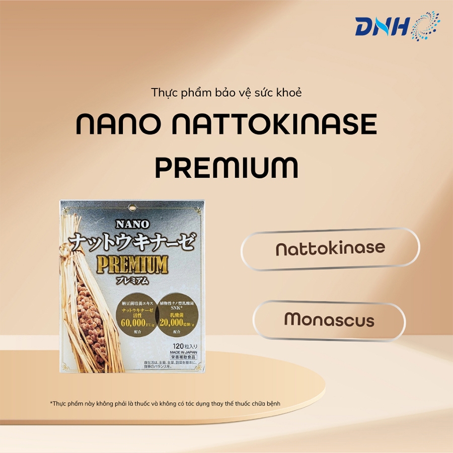Nattokinase Premium 60000FU 120 viên – Hỗ trợ tuần hoàn máu, bổ sung enzyme natto, chăm sóc tim mạch