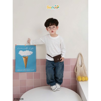 Áo thun dài tay Beemo thiết kế basic vải cotton co giãn cho bé đi học, đi chơi từ 9-24kg 6190ADB
