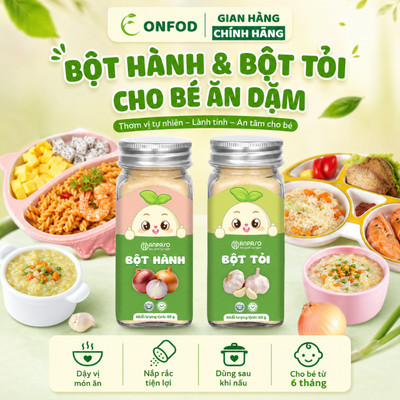 Bột hành bột tỏi cho bé ăn dặm hữu cơ ANPASO ONFOD combo gia vị ăn dặm cho bé 6 tháng