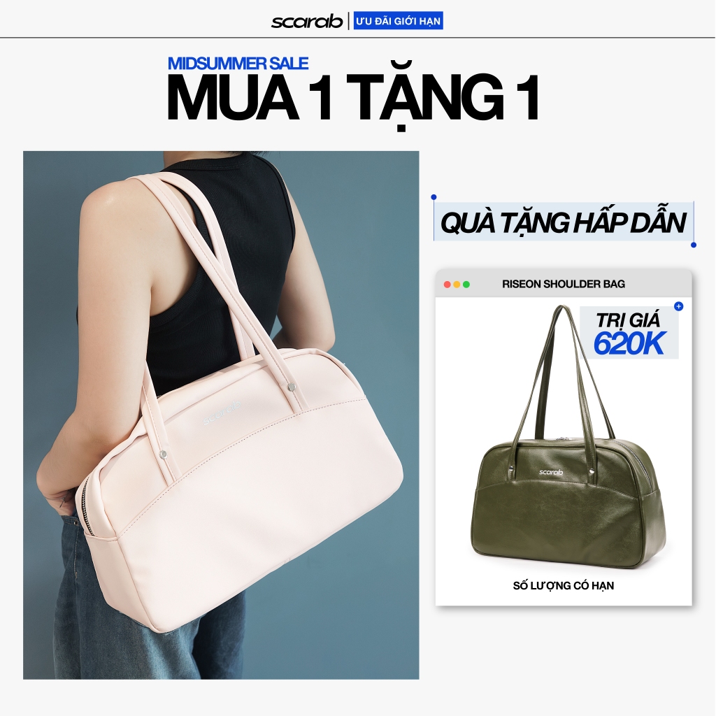 [CÓ SẴN] Túi Đeo Vai Unisex, Túi Xách Form Bowling Da Mềm Đựng Vừa Laptop 13inch - Scarab Riseon Sho