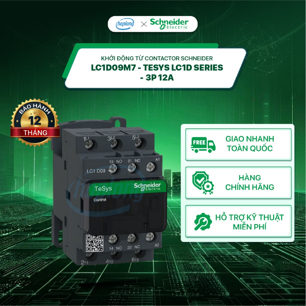 [Full] Khởi động từ Contactor Schneider LC1D09M7 - Tesys LC1D Series - 3P 12A - Coil 220VAC