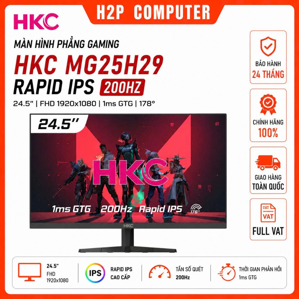 Màn hình PC Gaming HKC MG25H29 25 inch Rapid IPS 200Hz 1ms siêu mượt - Hàng chính hãng