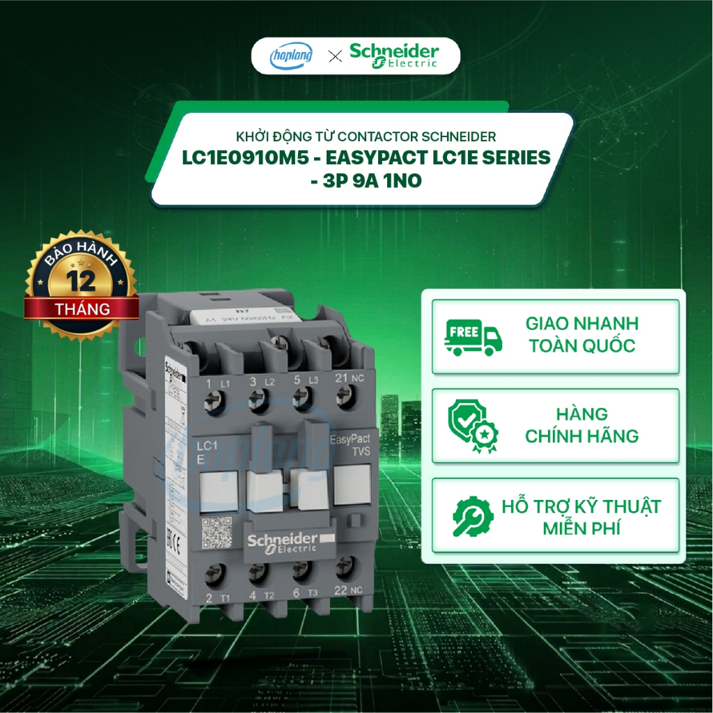 [Full] Khởi động từ Contactor Schneider LC1E0910M5 - Easypact LC1E Series - 3P 9A 1NO