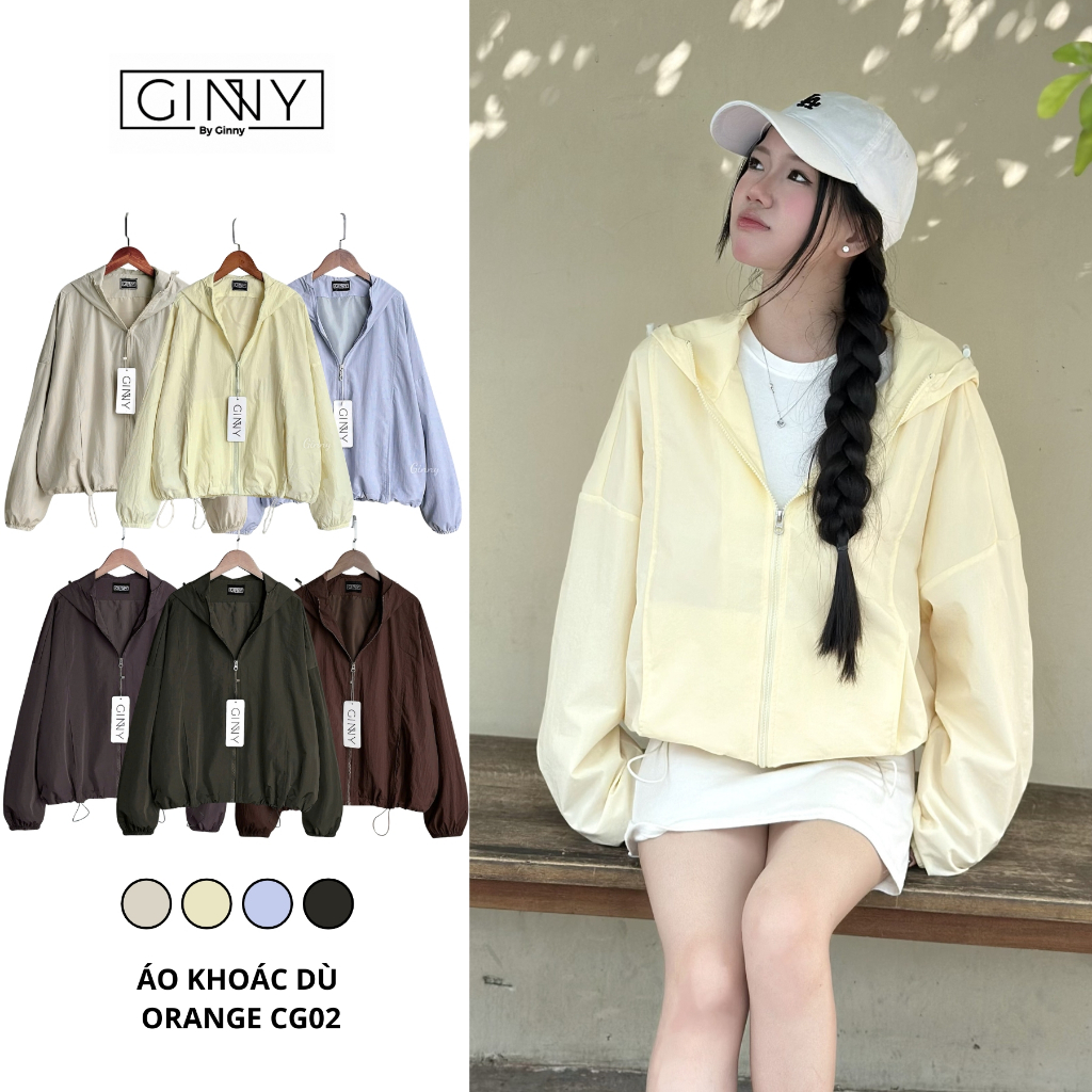 𝐆𝐈𝐍𝐍𝐘 Áo Khoác Dù Chống Nắng Orange CG02 | Đi Mưa Nhẹ, Có Túi Trong Tiện Lợi, Tone Màu Basic Dễ Phối