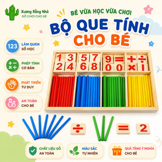 Bộ que tính học toán bằng gỗ - bảng tính que học toán cho bé - đồ chơi học toán cho bé