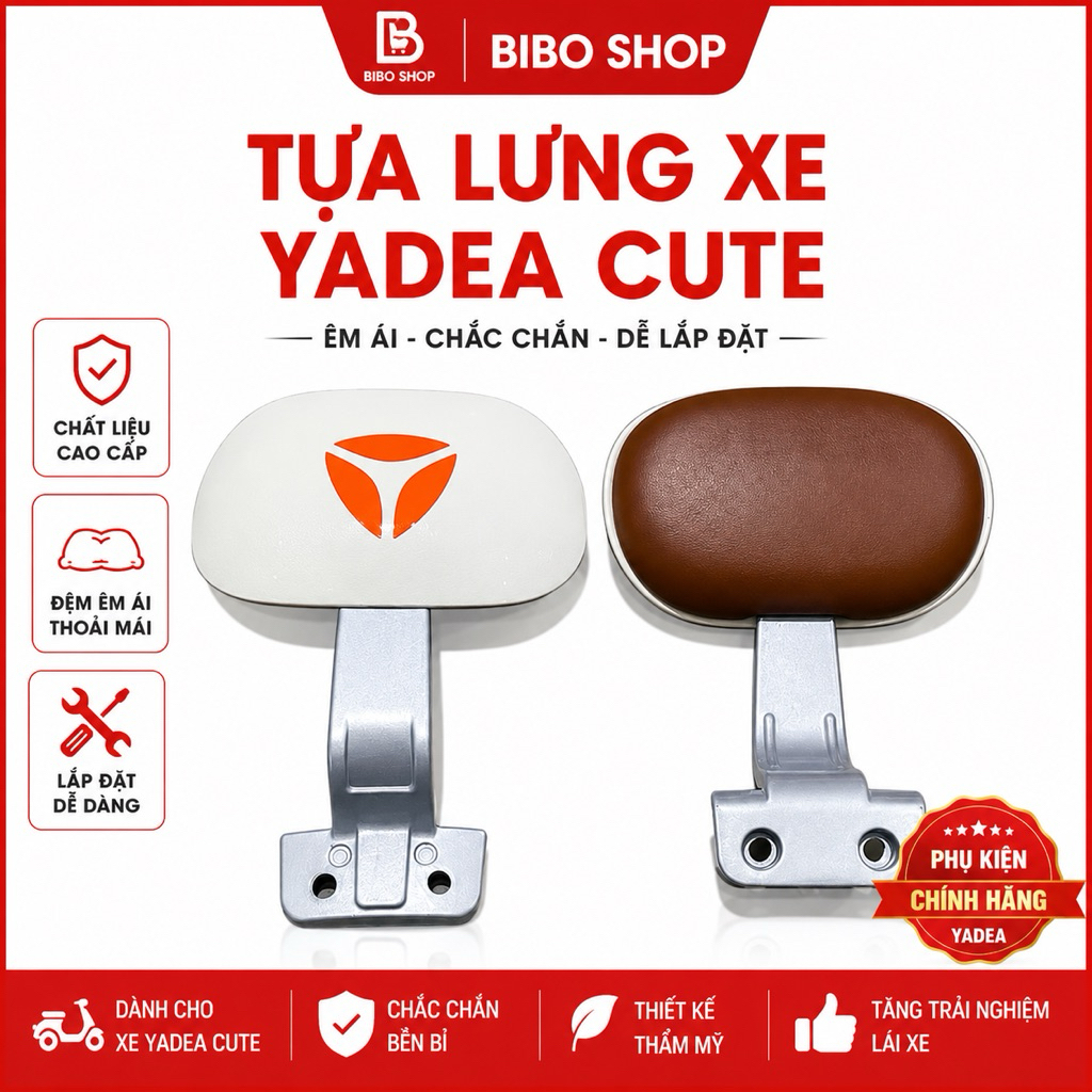 Tựa Lưng Xe Điện Yadea Cute – Dễ Lắp, Êm Ái, Tặng Kèm Ốc Vít