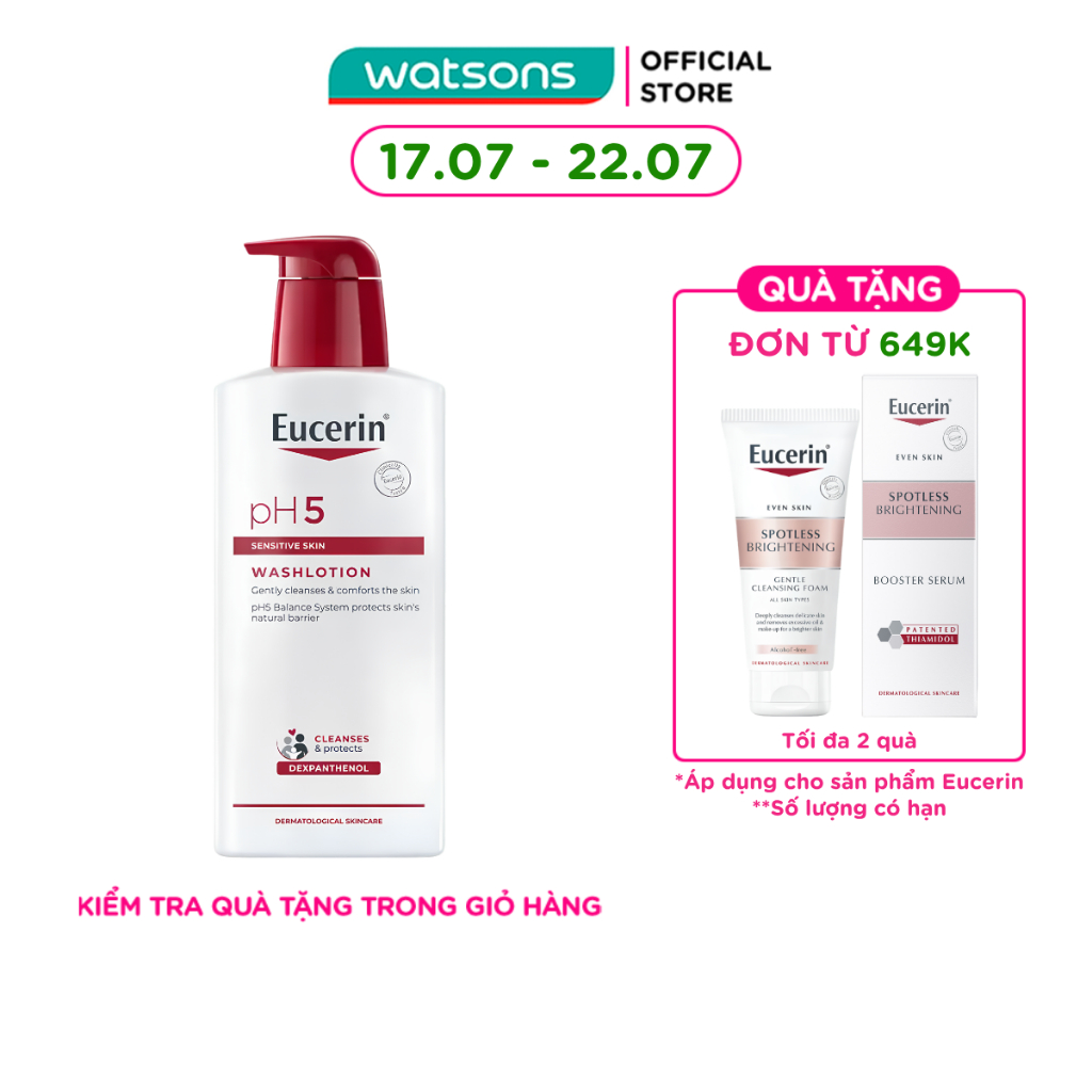 Sữa Tắm Eucerin Nhẹ Nhàng Làm Sạch Dành Cho Da Nhạy Cảm pH5 400ml