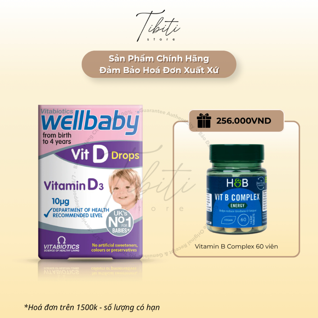 Vitamin Canxi D3 dạng nhỏ giọt Tăng Cường Sức Khỏe Cho Bé Wellbaby Vitamin D3 Drop