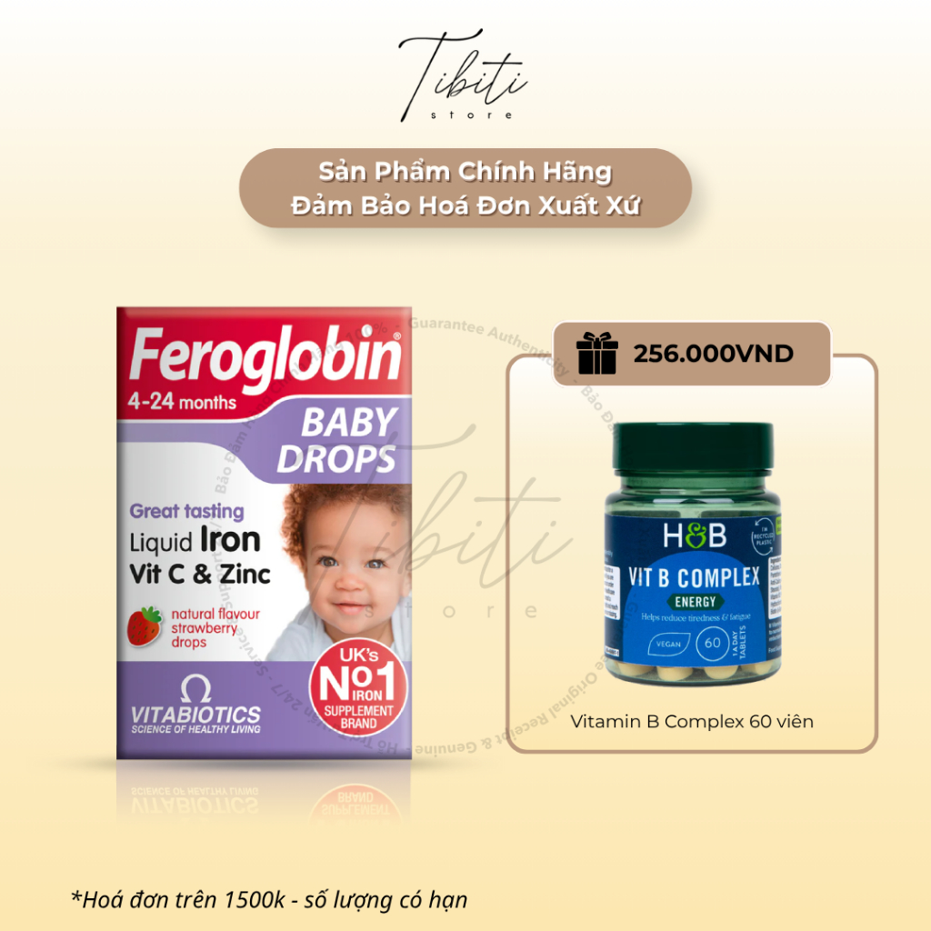 Vitamin Sắt Bổ Máu Dạng Nhỏ Giọt Cho Bé Vitabiotics Feroglobin Baby Drops UK