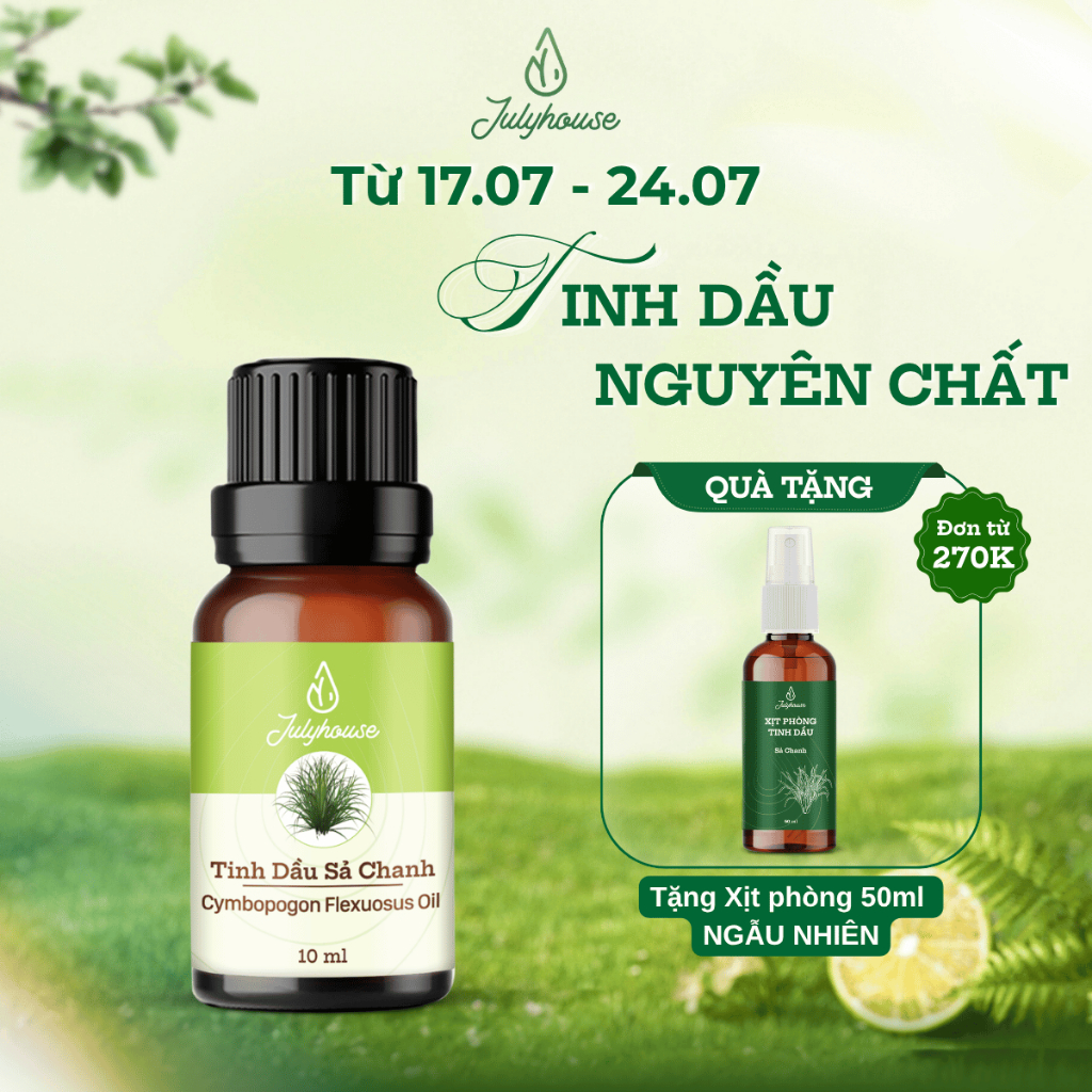Tinh dầu sả chanh JULYHOUSE 10ml xông phòng thơm thư giãn