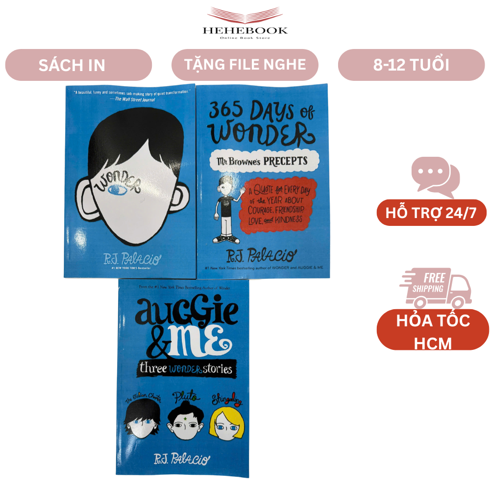 Sách IN - SERIES: WONDER, AUGGIE AND ME, 365 DAYS OF WONDER 3 CUỐN TẶNG FILE NGHE, Phù hợp với các b