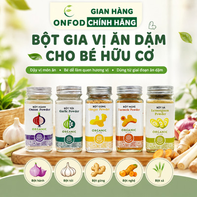 Bột hành bột tỏi cho bé ăn dặm hữu cơ Vinasamex ONFOD gia vị ăn dặm cho bé 6 tháng