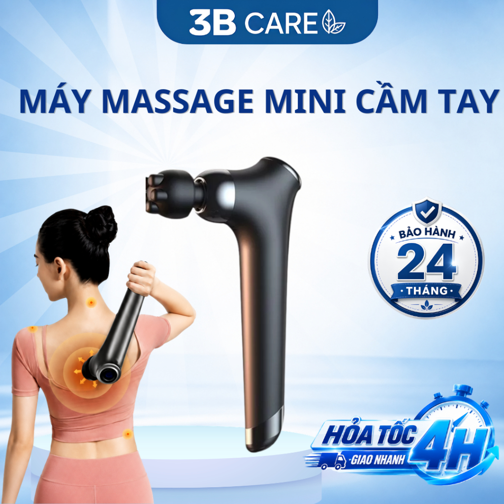 Máy massage cầm tay ACHITA  S12 6 đầu rung kết hợp 99 chế độ giảm đau nhức hiệu quả súng massage cầm