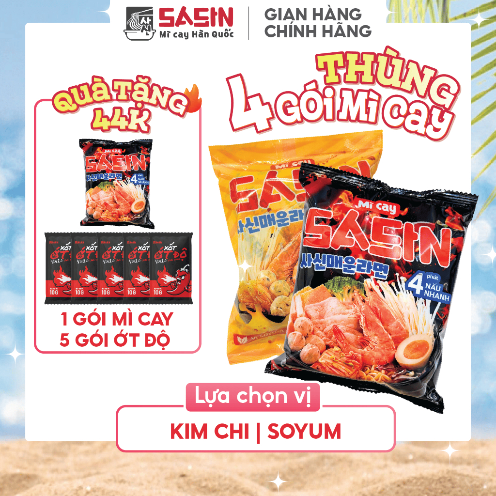 [THÙNG 4 TẶNG 1] Mì Cay Sasin (Chọn vị)